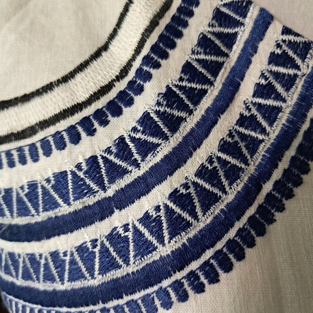 Embroidered Geometric Cotton Shift Midi Dress - Picture 6 of 7
